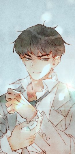 [2436x1125]男子 二次元 漫画 西装 苹果手机动漫壁纸图片