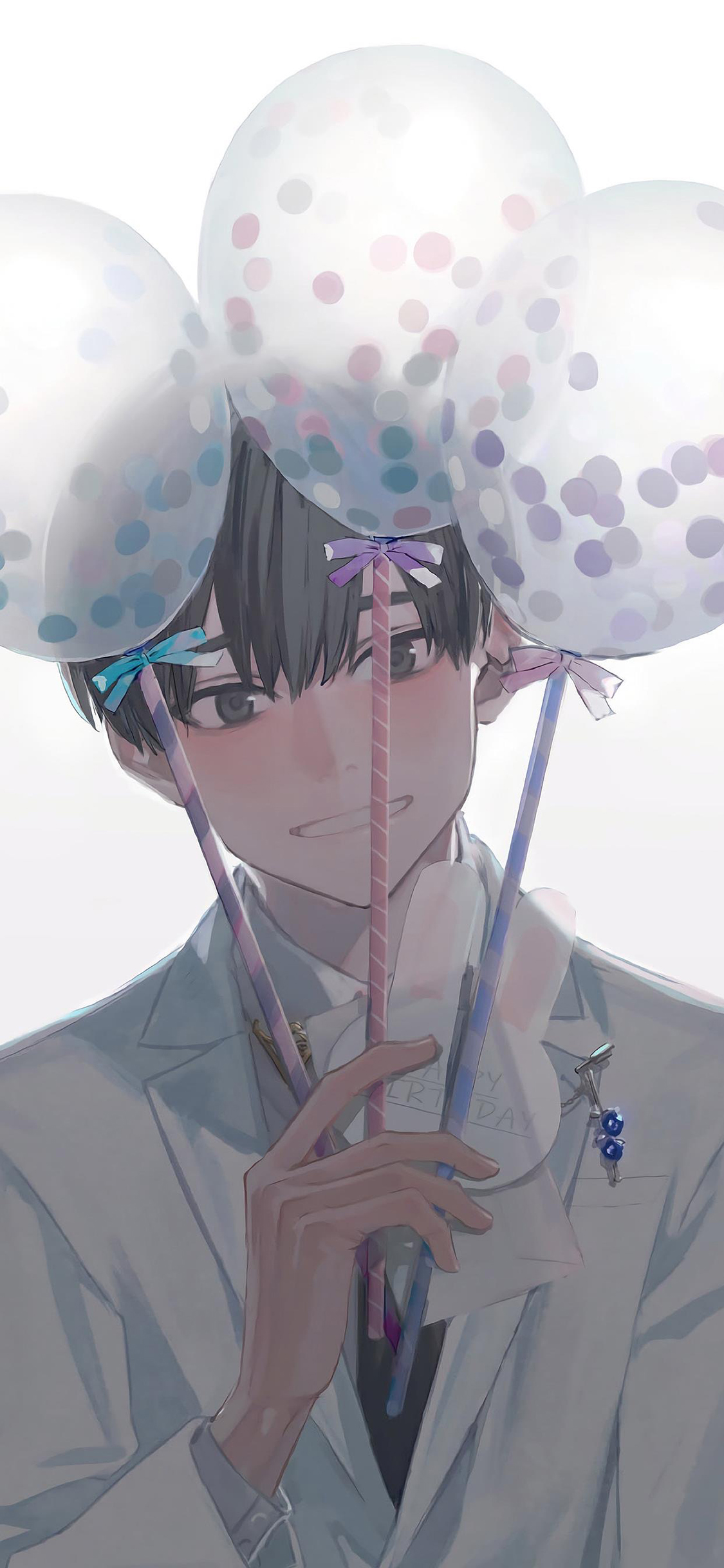[2436×1125]男子 气球 二次元 漫画 苹果手机动漫壁纸图片