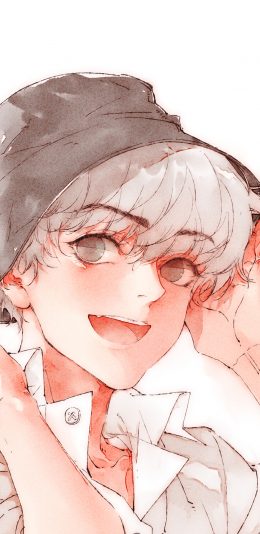 [2436x1125]男子 漫画 二次元 渔夫帽 苹果手机动漫壁纸图片