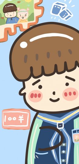 [2436x1125]男孩 大脸 五官 趣味 苹果手机动漫壁纸图片