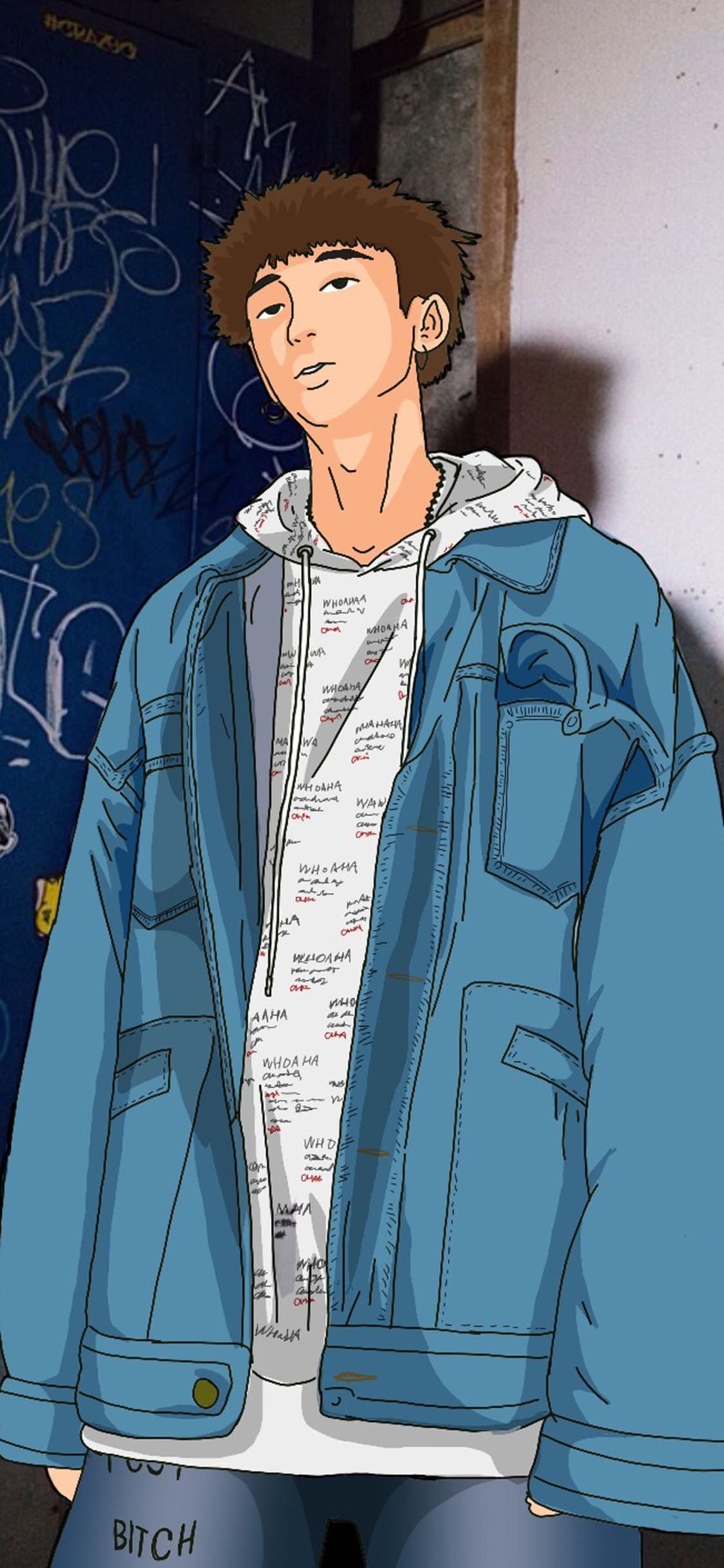 [2436×1125]男孩 插图 潮图 服饰 苹果手机动漫壁纸图片