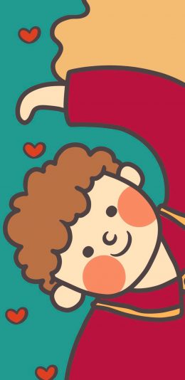 [2436x1125]男孩 爱心 情侣壁纸 苹果手机动漫壁纸图片