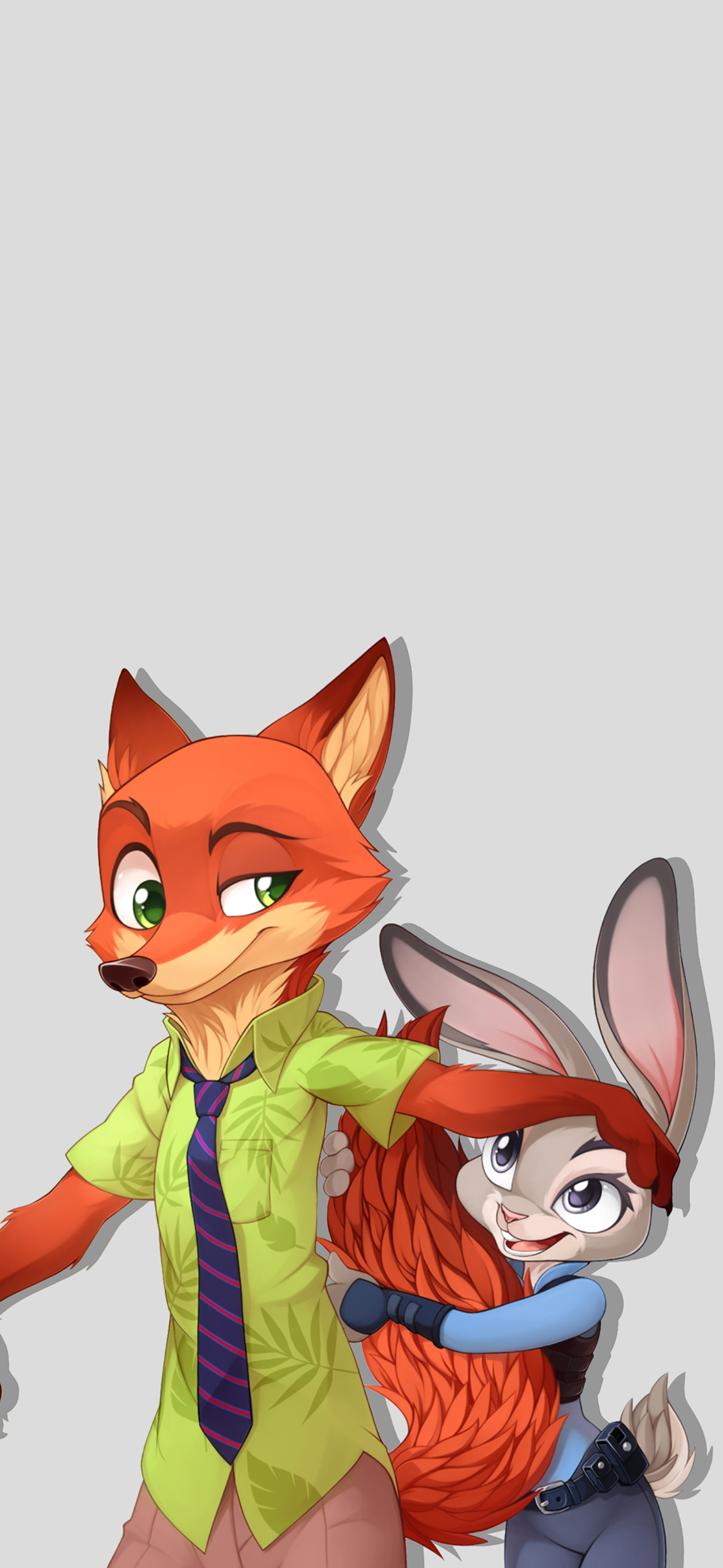 [2436×1125]疯狂动物城 朱迪 尼克 动画 情侣 苹果手机动漫壁纸图片