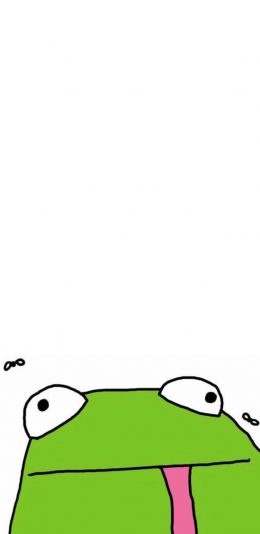 [2436x1125]白色背景 卡通 青蛙 趣味 苹果手机动漫壁纸图片