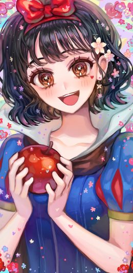 [2436x1125]白雪公主 格林童话 手绘 苹果 苹果手机动漫壁纸图片