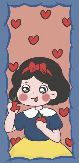 [2436x1125]白雪公主 童话 爱心 苹果手机动漫壁纸图片