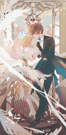 [2436x1125]百变小樱 小樱 小狼 库洛牌 苹果手机动漫壁纸图片