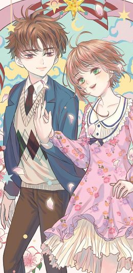 [2436x1125]百变小樱 小狼 库洛牌 插画 苹果手机动漫壁纸图片