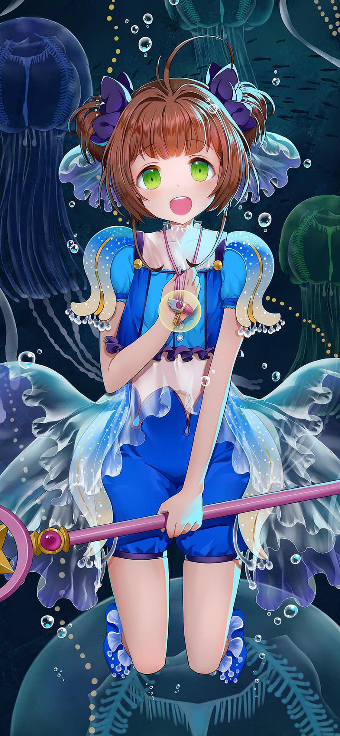 [2436×1125]百变小樱 魔卡少女 权杖 苹果手机动漫壁纸图片