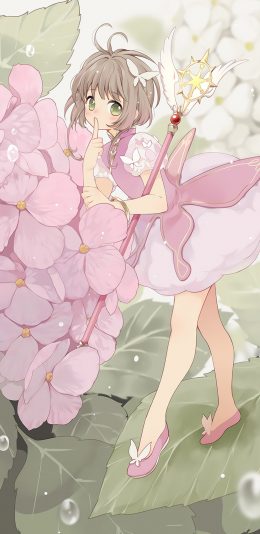 [2436x1125]百变小樱 魔卡少女樱 可爱 百花 苹果手机动漫壁纸图片