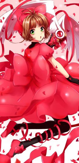 [2436x1125]百变小樱 魔卡少女樱 漫画 红色 苹果手机动漫壁纸图片