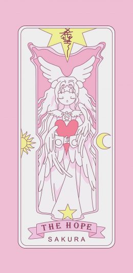 [2436x1125]百变小樱魔术卡 动漫 粉色 苹果手机动漫壁纸图片