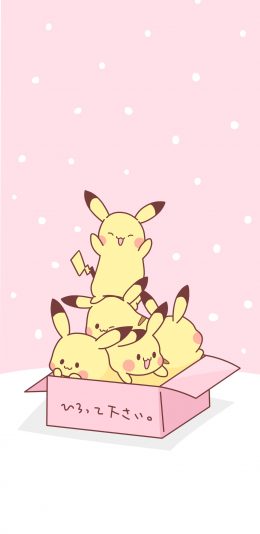 [2436x1125]皮卡丘 动画 卡通 日本 可爱 箱子 苹果手机动漫壁纸图片