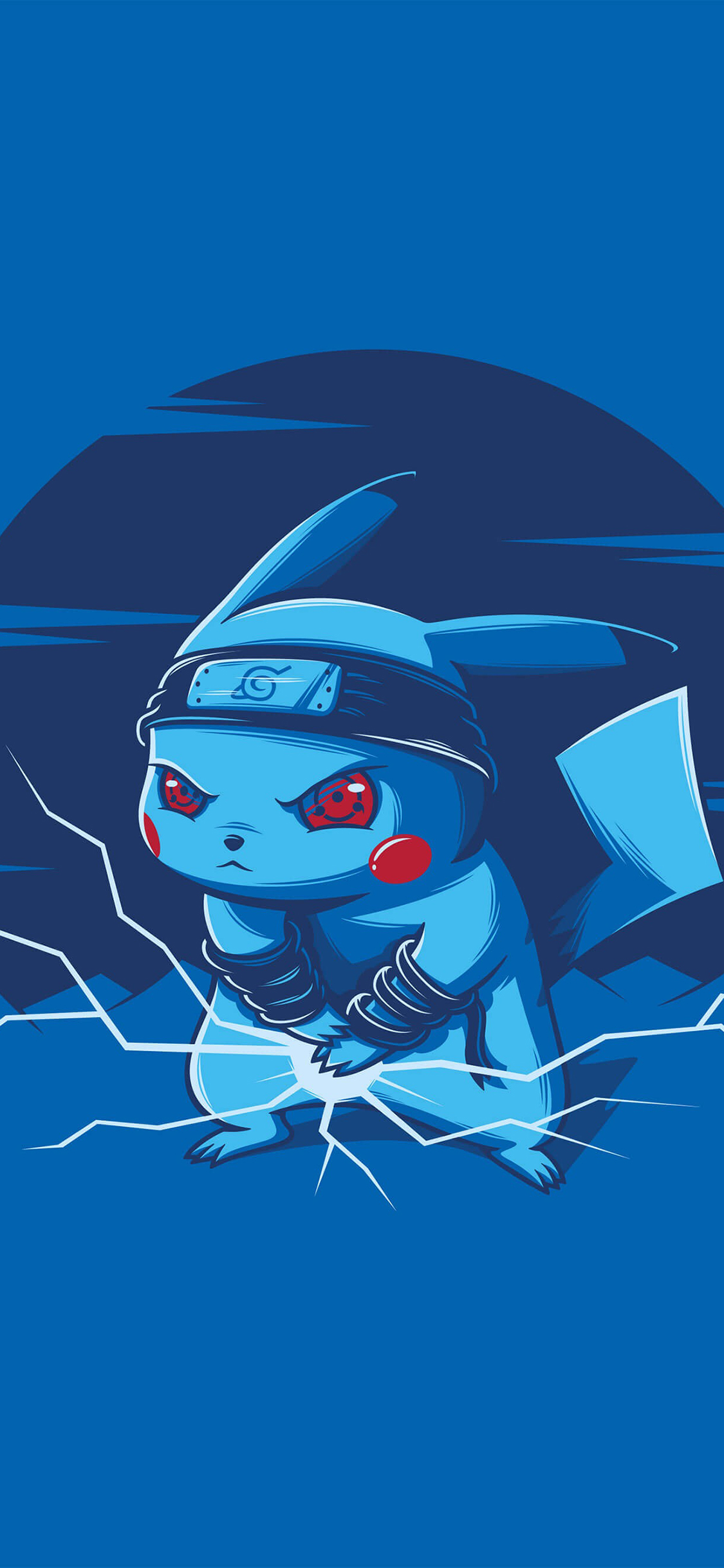 [2436×1125]皮卡丘 火影忍者 血轮眼 雷鸟 苹果手机动漫壁纸图片