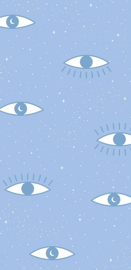 [2436x1125]眼睛 蓝色 简笔画 趣味 苹果手机动漫壁纸图片