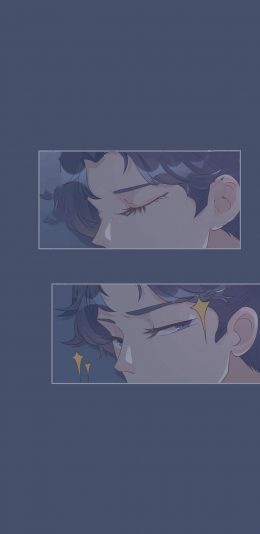 [2436x1125]眼神 紫色 男子 二次元 发光 苹果手机动漫壁纸图片