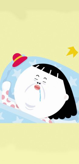 [2436x1125]睡脸 流口水 圆脸 大脸 苹果手机动漫壁纸图片