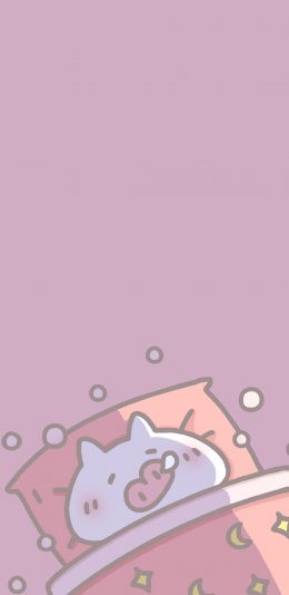 [2436x1125]睡觉 猪  粉色 卡通 可爱 苹果手机动漫壁纸图片