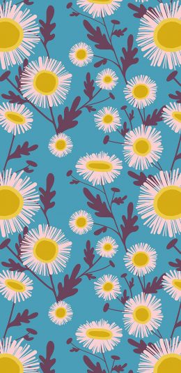 [2436x1125]碎花 花纹 平铺 蓝色 苹果手机动漫壁纸图片