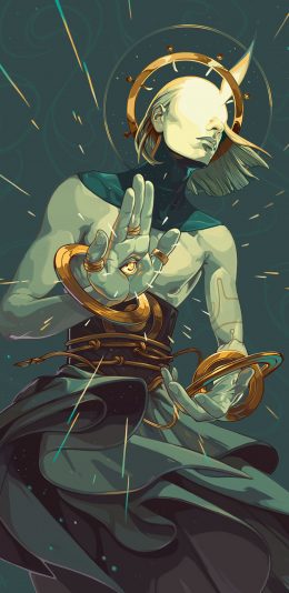 [2436x1125]神鬼 插画 手掌 眼睛 苹果手机动漫壁纸图片