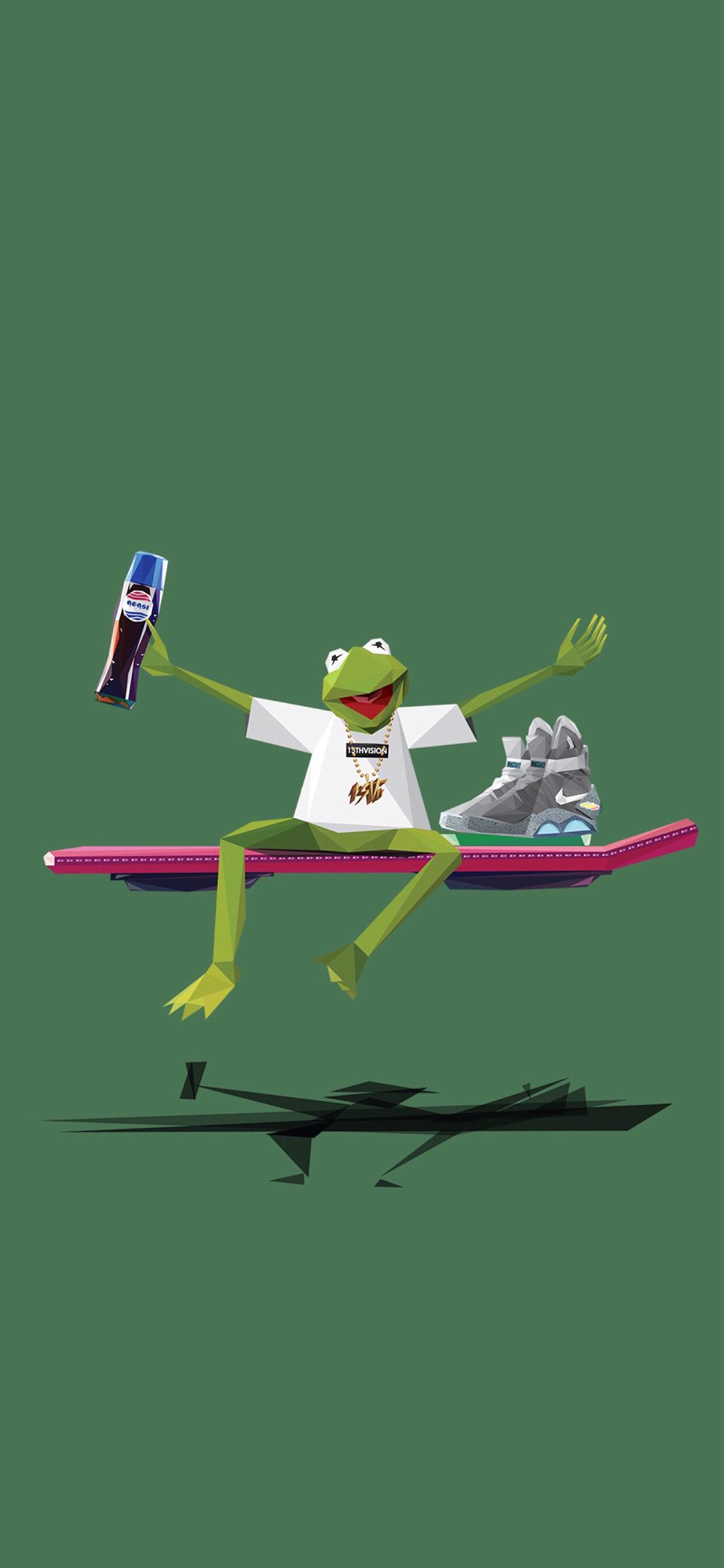 [2436×1125]科密特蛙 潮图 Nike鞋子 苹果手机动漫壁纸图片