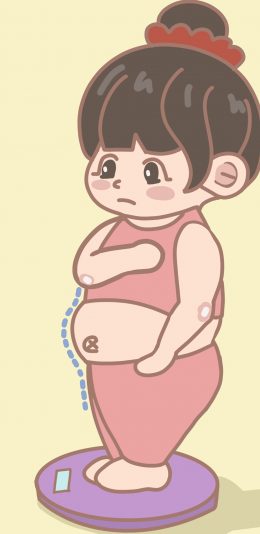 [2436x1125]称体重 肥胖 女孩 肚腩 胖妞 苹果手机动漫壁纸图片