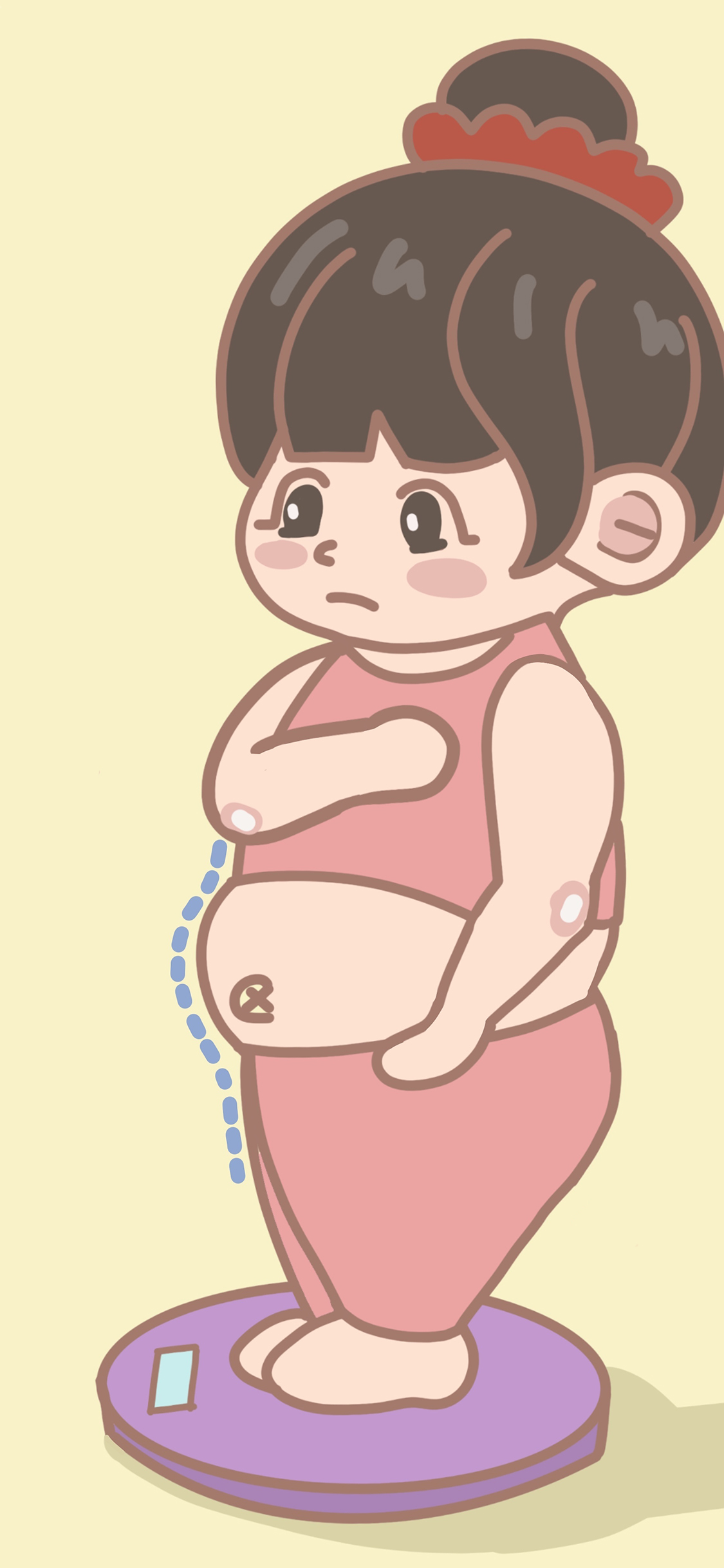 [2436×1125]称体重 肥胖 女孩 肚腩 胖妞 苹果手机动漫壁纸图片