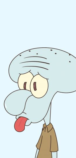 [2436x1125]章鱼哥 海绵宝宝 动画 吐舌 苹果手机动漫壁纸图片