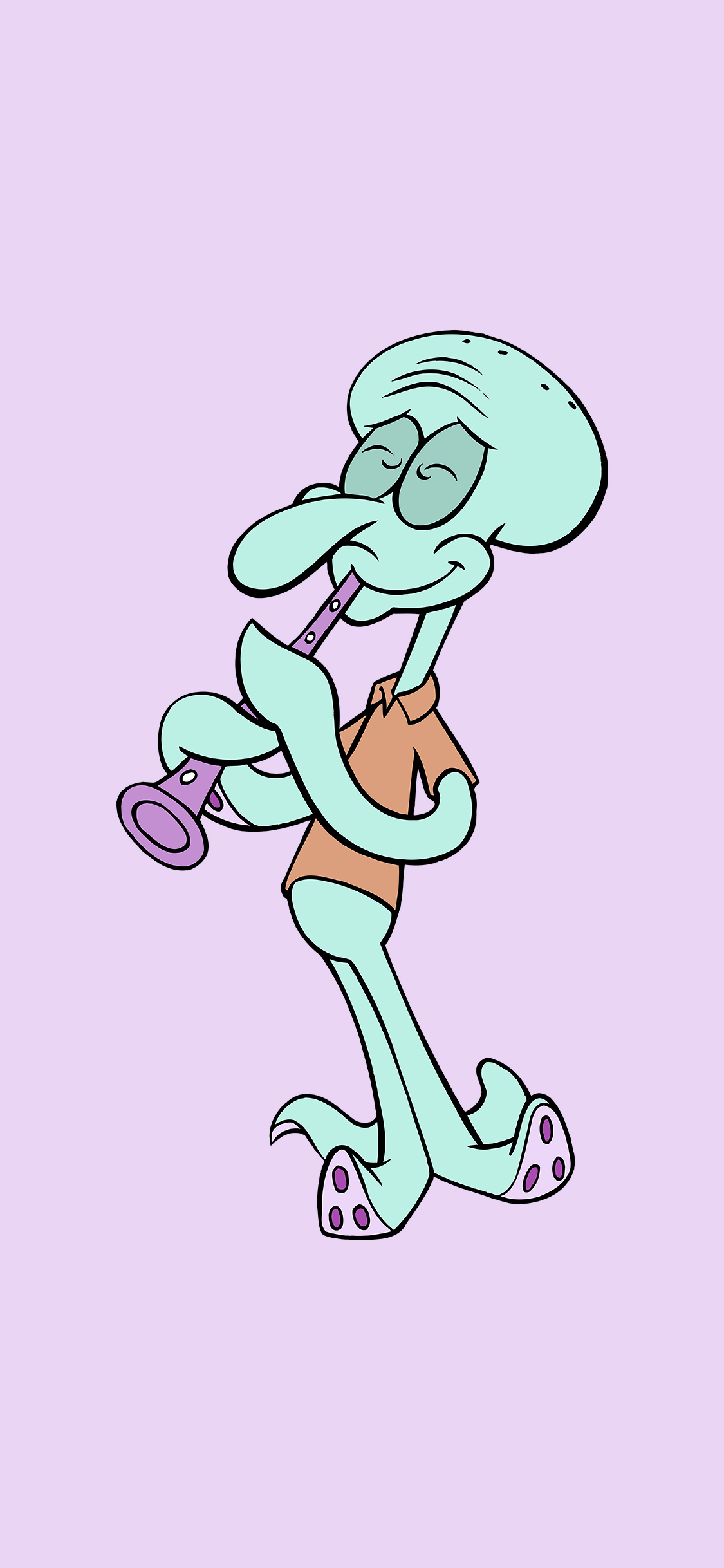 [2436×1125]章鱼哥 海绵宝宝 动画 吹喇叭 苹果手机动漫壁纸图片