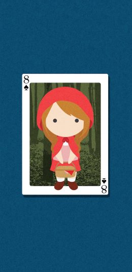 [2436x1125]童话故事 小红帽 插图 扑克牌 苹果手机动漫壁纸图片