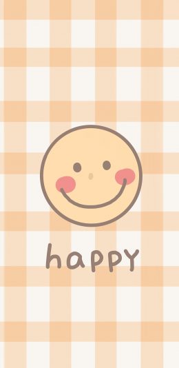[2436x1125]笑脸 happy 方格 表情 苹果手机动漫壁纸图片
