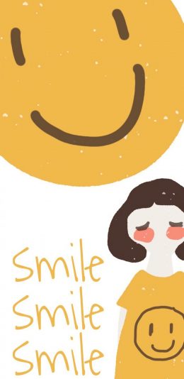 [2436x1125]笑脸 smile 黄 女孩 苹果手机动漫壁纸图片