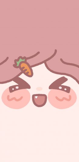 [2436x1125]笑脸 大脸 发卡 胡萝卜 粉色 苹果手机动漫壁纸图片