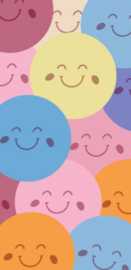 [2436x1125]笑脸 表情 微笑 色彩 圆形 苹果手机动漫壁纸图片