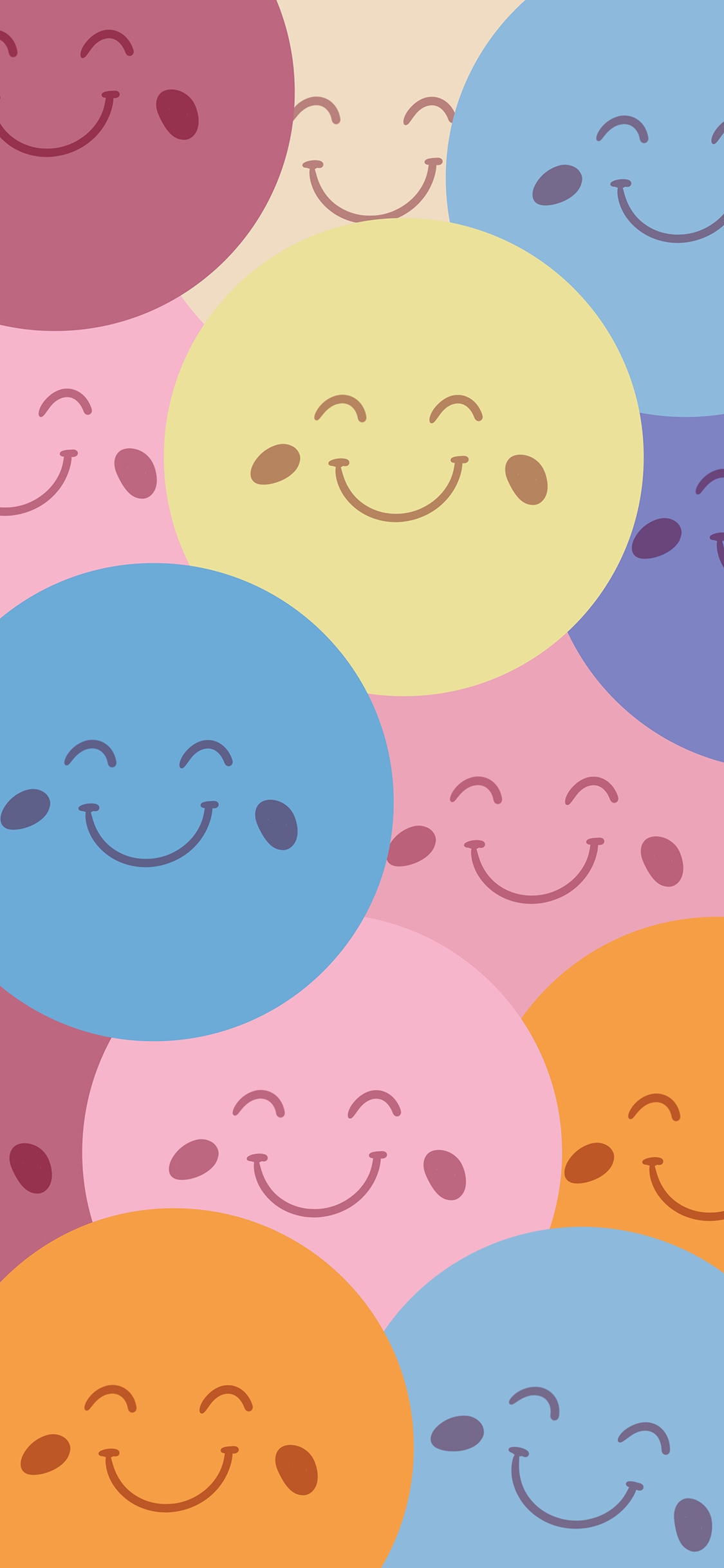[2436×1125]笑脸 表情 微笑 色彩 圆形 苹果手机动漫壁纸图片