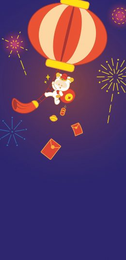 [2436x1125]笨笨鼠 灯笼 红包 喜庆 苹果手机动漫壁纸图片