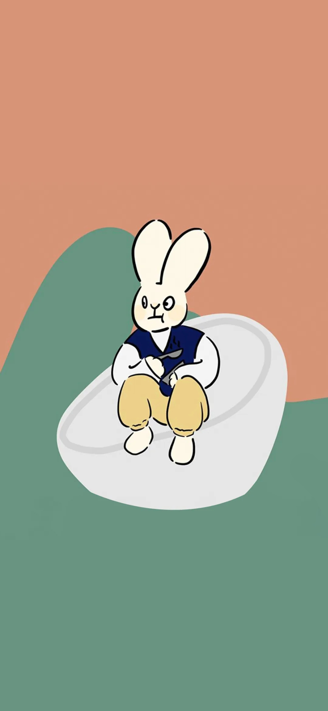 [2436×1125]简笔 兔子 生气 表情 苹果手机动漫壁纸图片