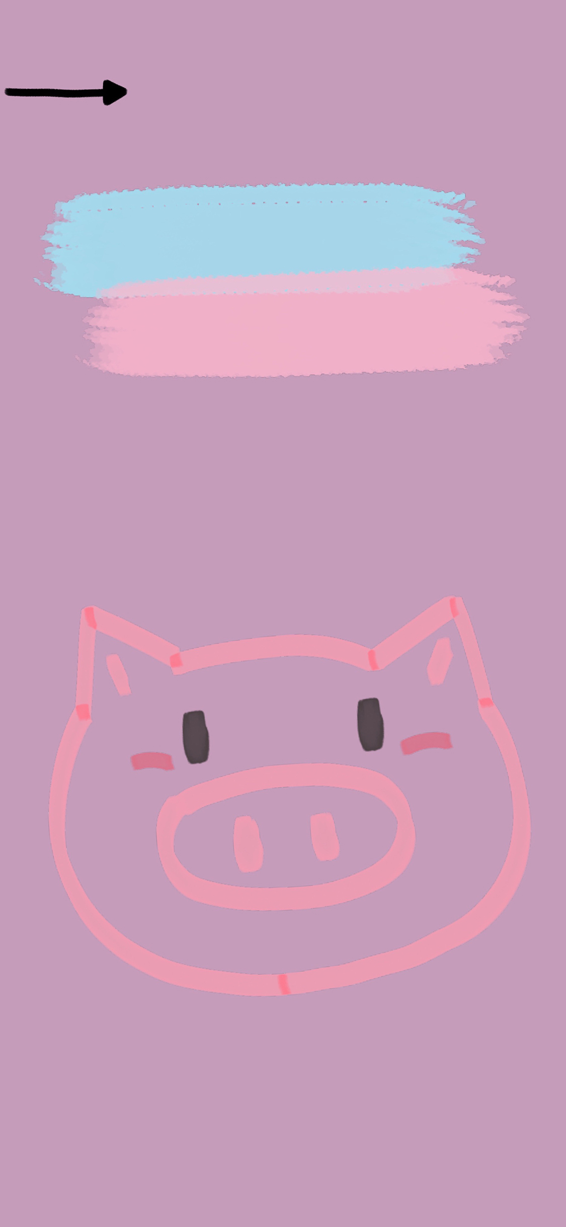 [2436×1125]简笔 猪头 粉色 少女心 苹果手机动漫壁纸图片