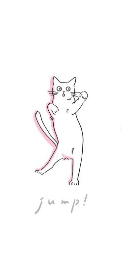 [2436x1125]简笔 猫咪 jump 魔性 卡通 苹果手机动漫壁纸图片