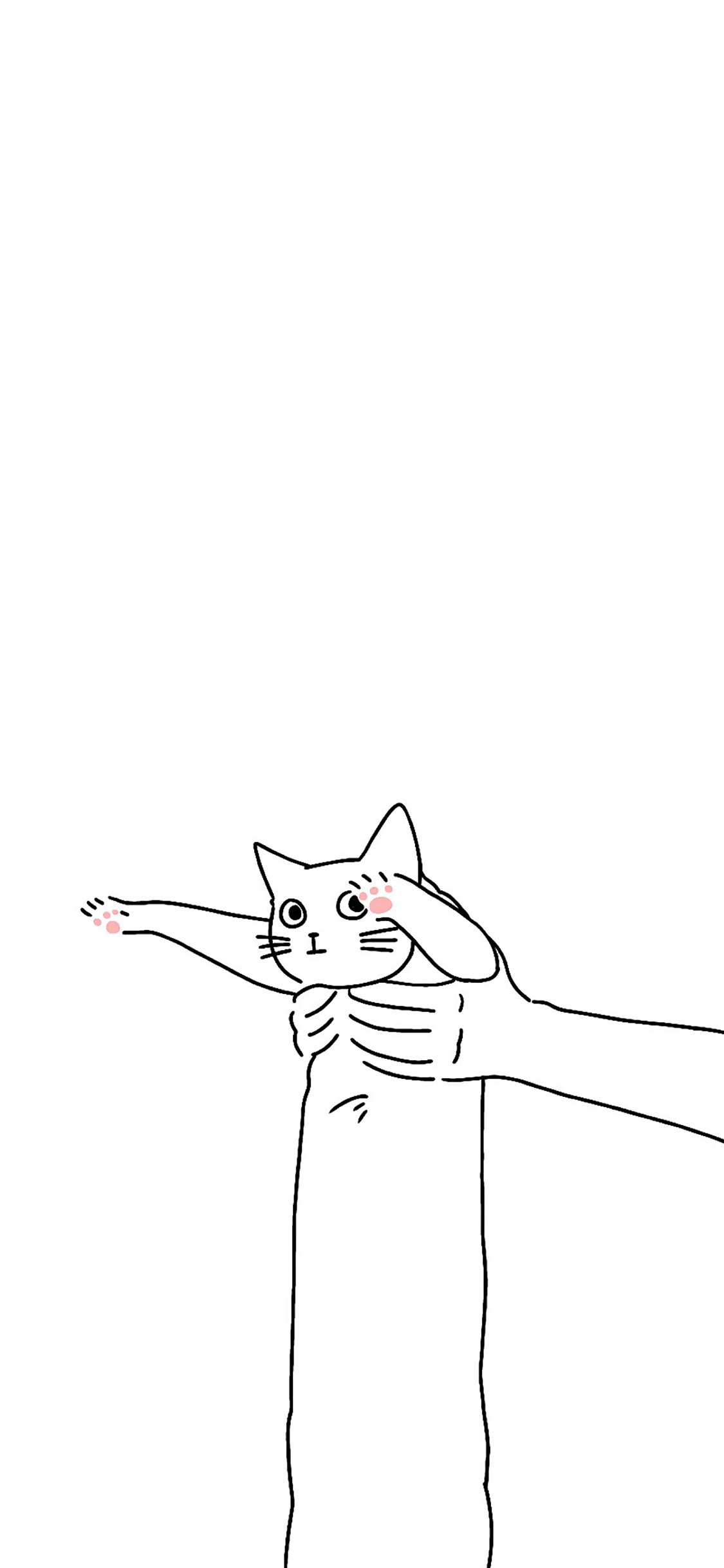 [2436×1125]简笔 猫咪 可爱 卡通 苹果手机动漫壁纸图片