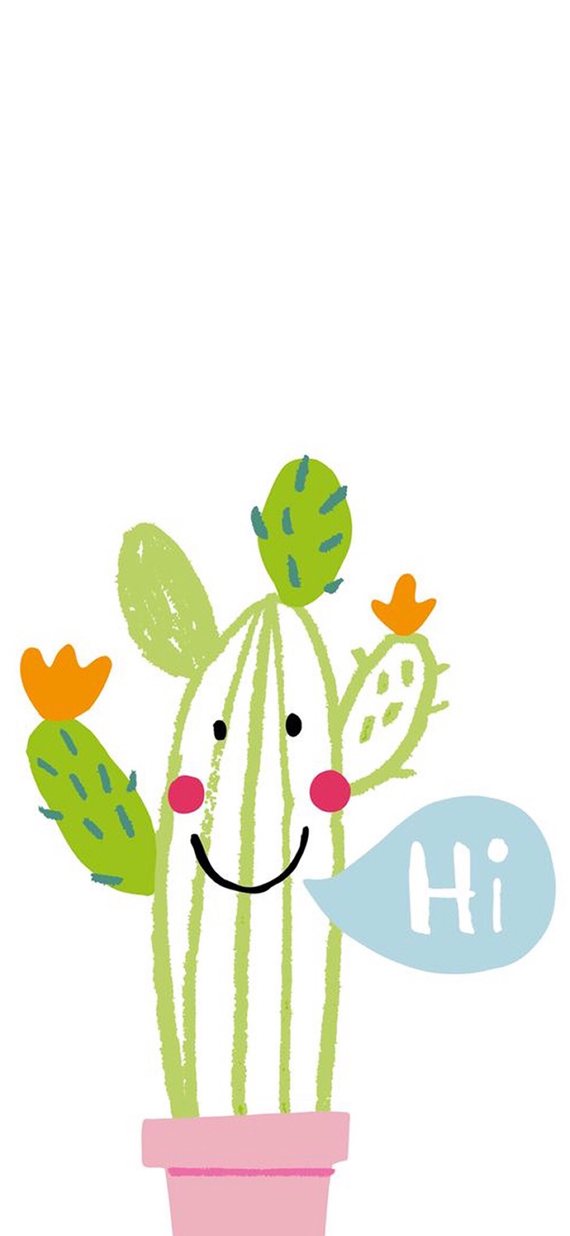 [2436×1125]简笔画 仙人掌 可爱 hi 苹果手机动漫壁纸图片