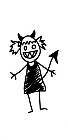[2436x1125]简笔画 小恶魔 线条 涂鸦 苹果手机动漫壁纸图片