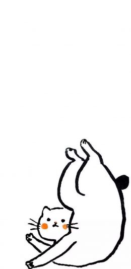 [2436x1125]简笔画 猫咪 软体动物 苹果手机动漫壁纸图片