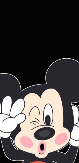 [2436x1125]米奇 米老鼠 迪士尼 黑色 卖萌 情侣 苹果手机动漫壁纸图片