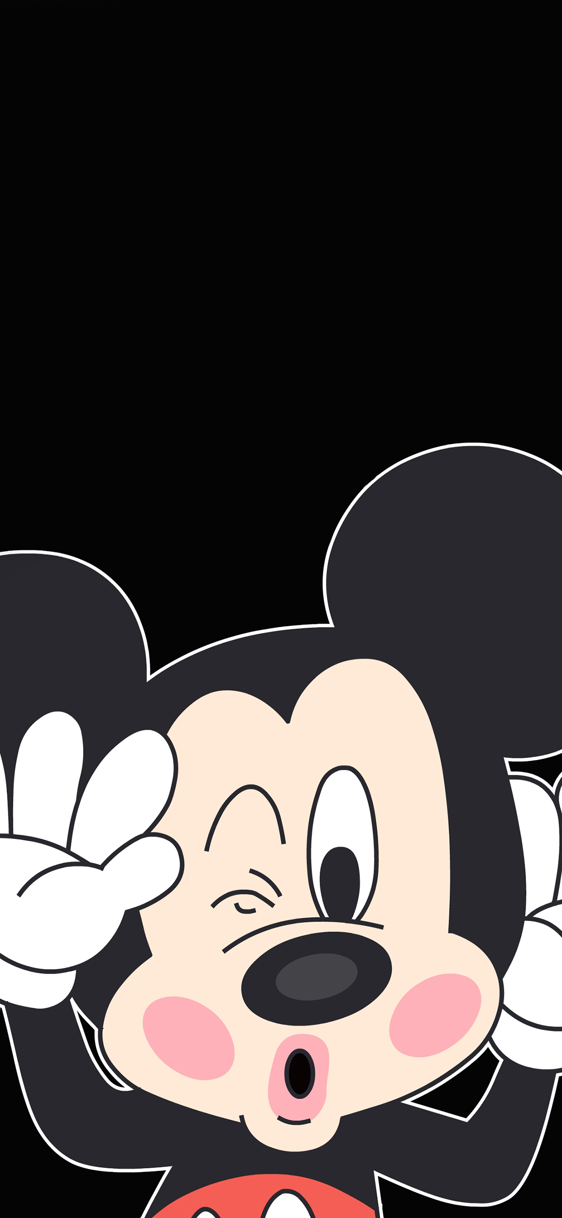 [2436×1125]米奇 米老鼠 迪士尼 黑色 卖萌 情侣 苹果手机动漫壁纸图片