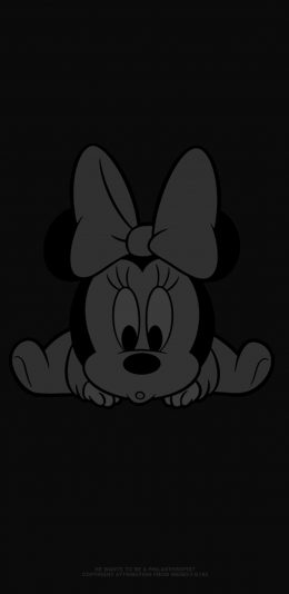 [2436x1125]米妮 米奇 迪士尼 灰黑 苹果手机动漫壁纸图片