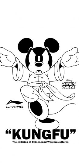 [2436x1125]米老鼠 功夫 李宁 迪士尼 苹果手机动漫壁纸图片