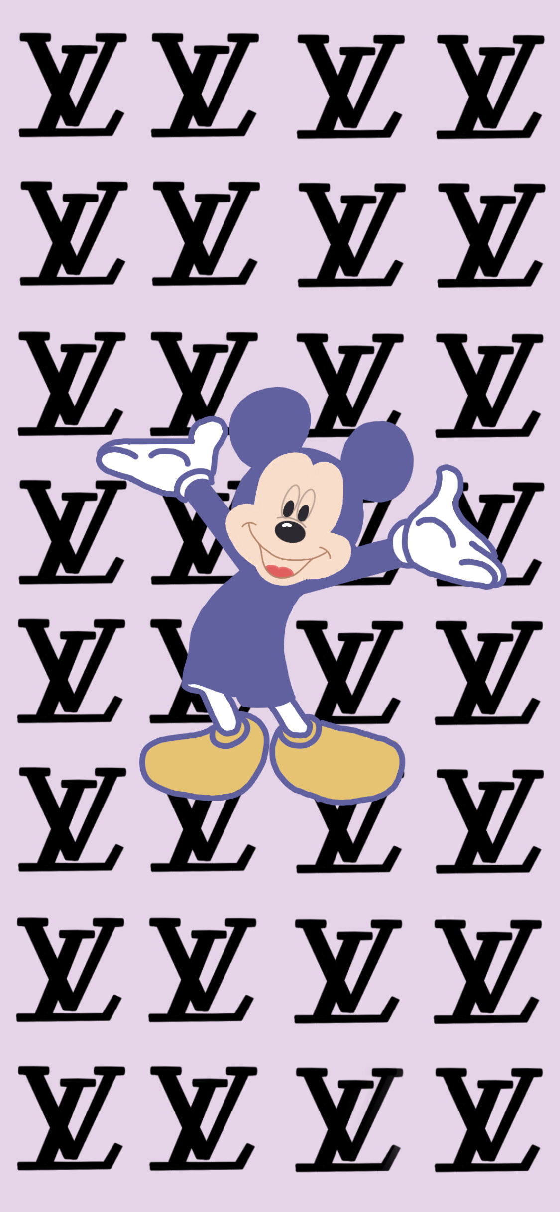 [2436×1125]米老鼠 米奇 迪士尼 LV背景 平铺 苹果手机动漫壁纸图片