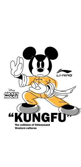[2436x1125]米老鼠 米奇 迪士尼 中国功夫 李宁 苹果手机动漫壁纸图片