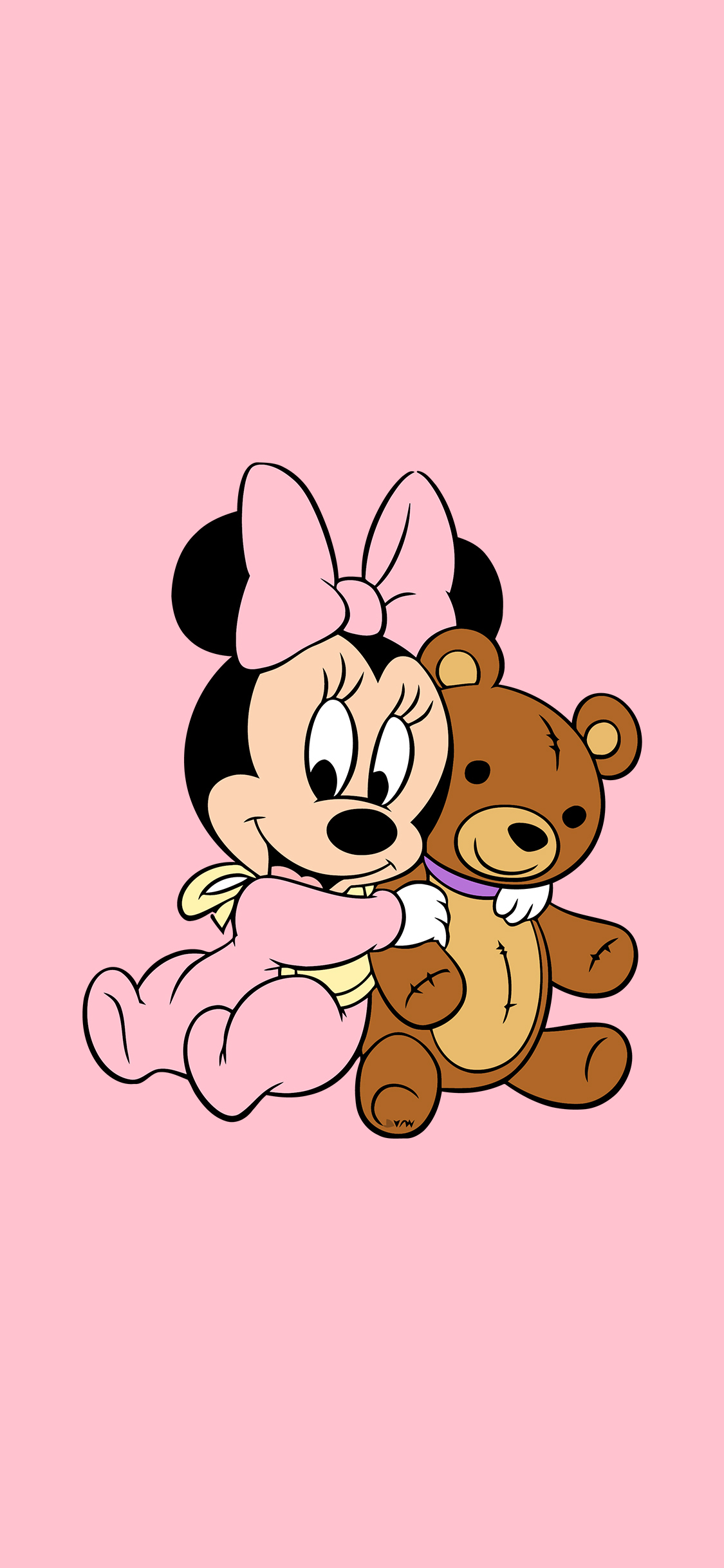 [2436×1125]米老鼠 粉色 米奇 可爱 卡通 熊娃娃 苹果手机动漫壁纸图片